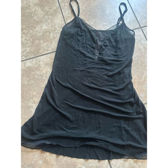 Victoria Secret S Black Tulle Inserts Cami Slip Gown - Picture 1 of 5